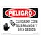 Signmission OSHA Danger, Watch Your Hands And Fingers Spanish, 24in X 18in Aluminum, OS-DS-A-1824-LS-1602 OS-DS-A-1824-LS-1602 - alternate 1
